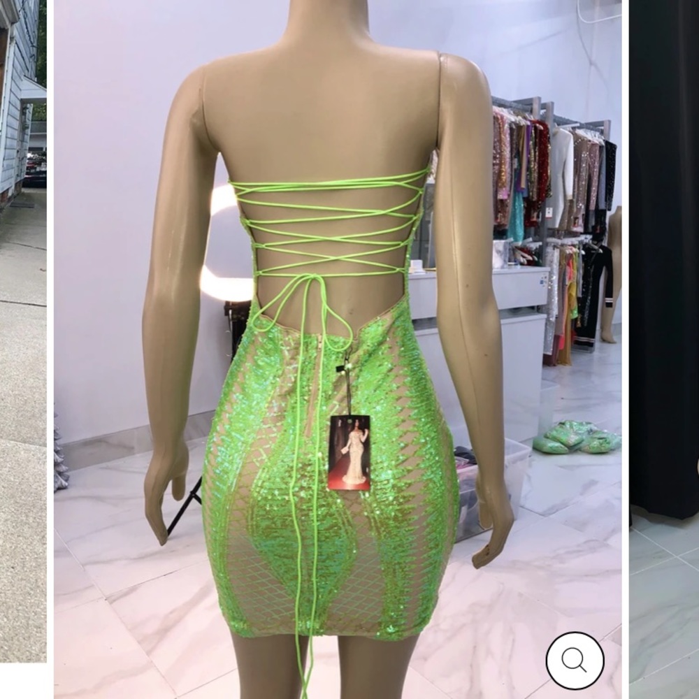 “The star sequence dress” neon green